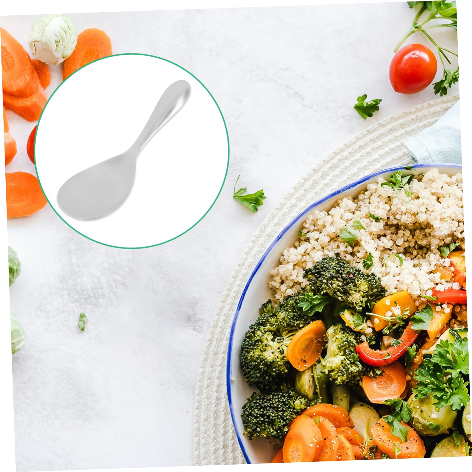 Cabilock Stainless Steel Rice Spoon Non Stick Paddle Japanese Style Kitchen Utensil Home Tableware