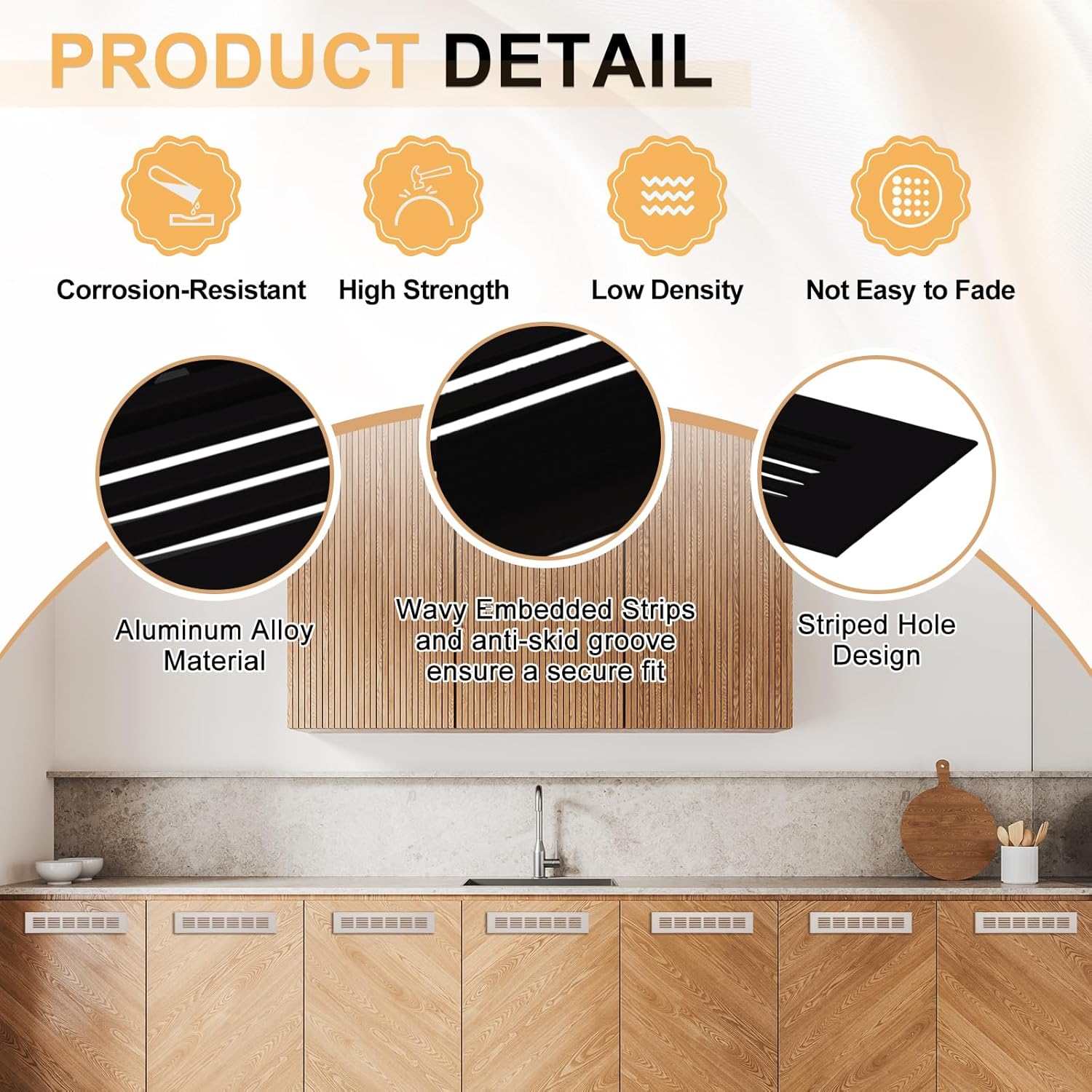 uxcell 2pcs Rectangle Ventilation Grille Aluminum Alloy Mesh Air Vent Cover Louvered Ventilation Cover for Cabinet Wardrobe Shoe Cabinet Closet, 800x80mm/31.5"x3.15"