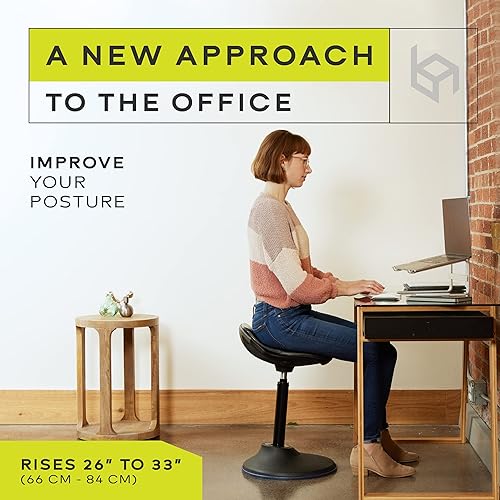Miniatura 6 de bonVIVO Silla de escritorio de pie  Silla ergonómica para escritorios de oficina altos con soporte trasero y asas para postura y equilibrio