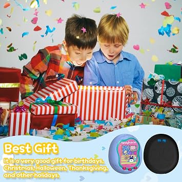 Tamagotchi Uni Sanal Evcil Hayvan Makinesi ile Uyumlu Silikon Kılıf, Tamagotchi Uni için Parmak Kordonlu Koruyucu Kılıf (Açık Mavi ve Siyah)