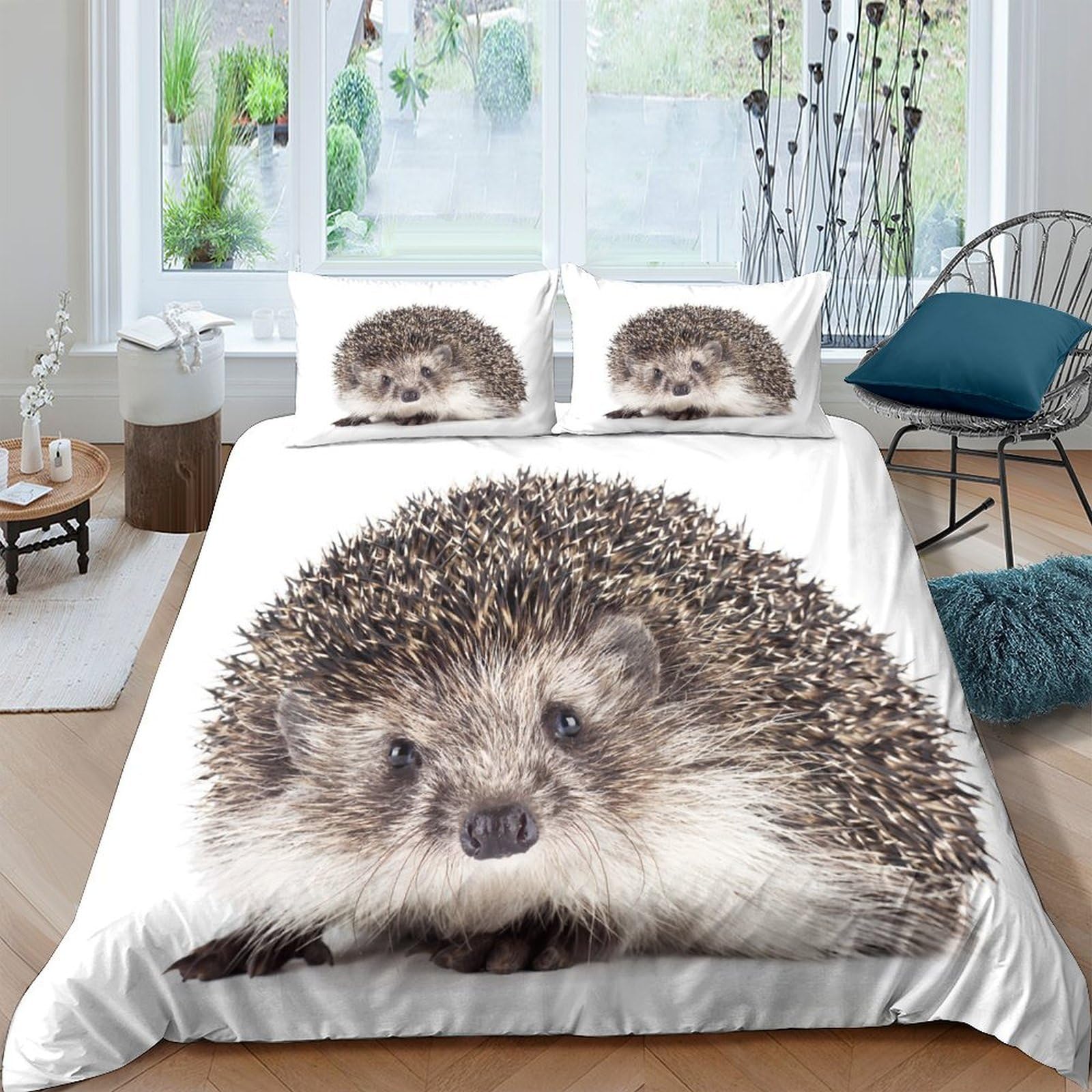 Ctjqhvkz Style-1 3D Printed Hedgehog Fitted Sheet Microfiber Soft Anti-Slip Animal Bed Cover For Bedroom Guest Room Dorm Decor Single（135X200cm）