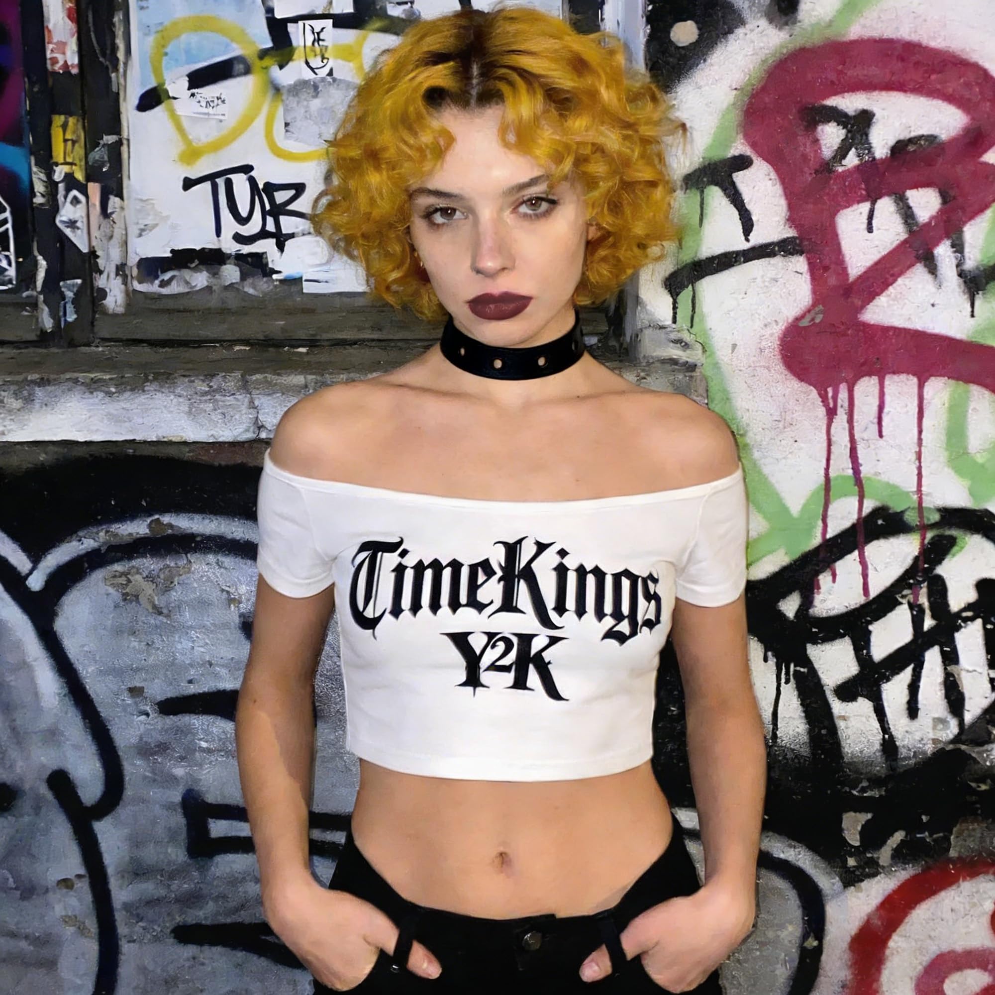 Manfnee Cool Punk Gothic Collar for Women and Men Black PU Leather Vingate Necklace Adjustable: B2