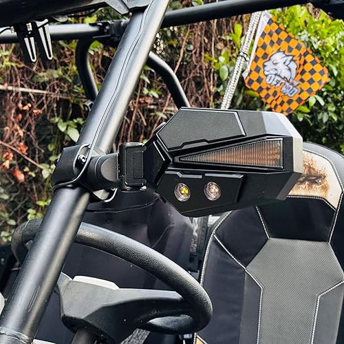Miniatura 7 de SUNPIE Espejos para UTV con luces LED intermitentes para barra antivuelco de 1.5 a 2 pulgadas, compatible con Polaris RZR Can-Am Pioneer Talon