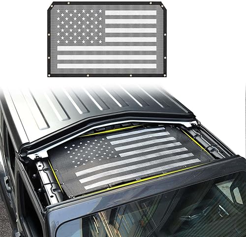 Parasol de malla con bandera estadounidense, protección UV para Jeep Wrangler JL JLU 2018-2024 y Jeep Gladiator JT 2020-2024