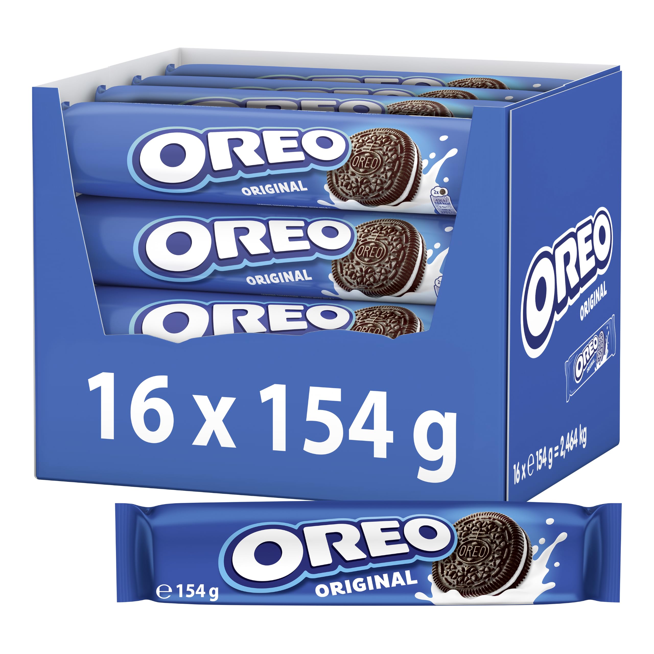 OREO Original Kakokekse – 16 x 154 g – Mit einer leckeren Crèmefüllung mit Vanillegeschmack | Knusprige Schokoladenkekse gefüllt mit glatter Vanillecreme für ein klassisches Geschmackserlebnis – Amazon Angebot