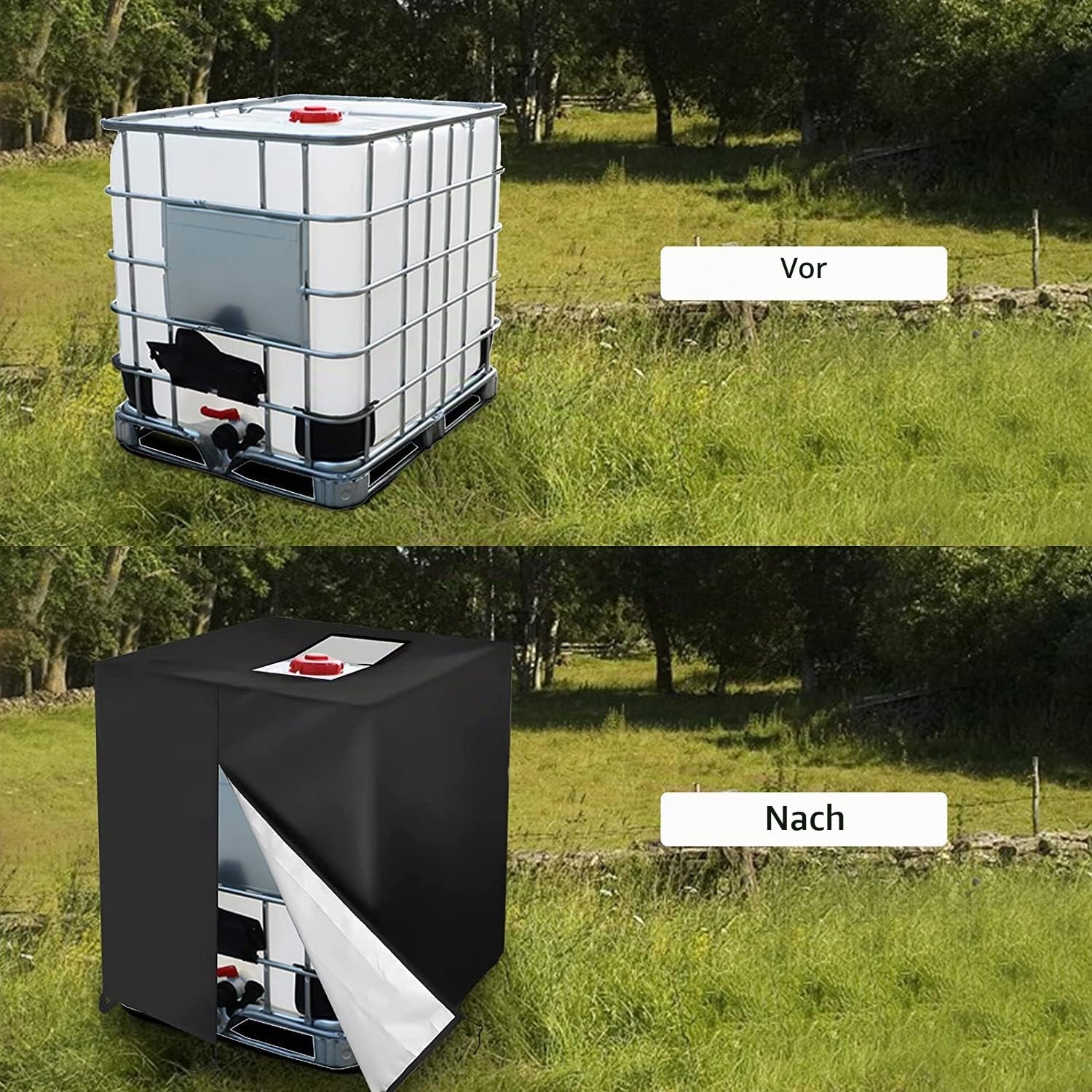 IBC Tank Abdeckung,420D IBC UV-Schutz/Regenwasser Folien Schutzhaube Staubdicht Cover mit Reißverschluss, Abdeckplane für Wassertank 1000L,Geeignet für IBC-Tank Behälter Container Regenwassertank