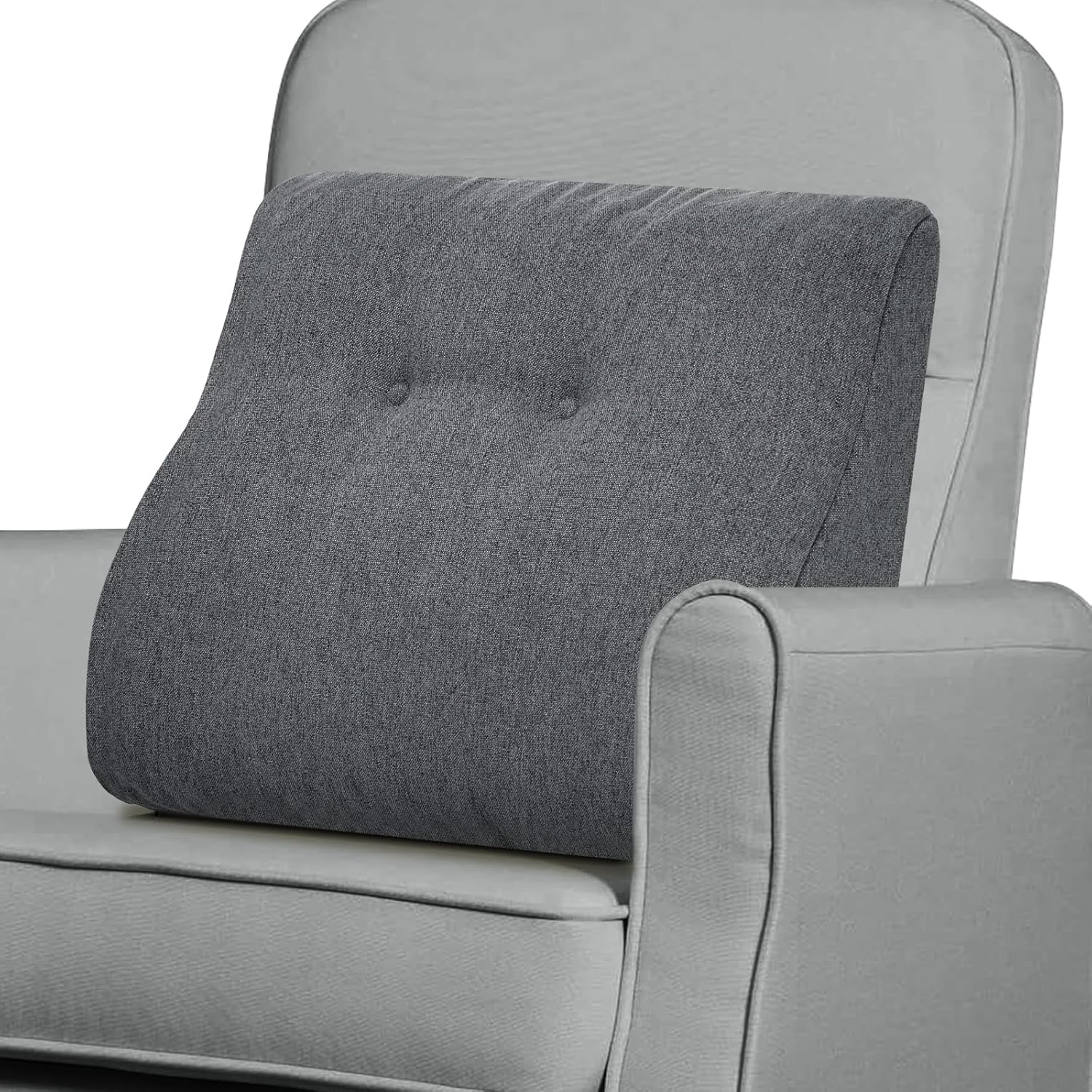 baibu Lumbar Support Pillow for Recliner, Large Memory Foam Dual-Layer Patent Design Back Support Cushion for Sofa & Gaming Chair, Ergonomic Lumbar Pillow with Machine Washable Cover, Dark Grey, 1P