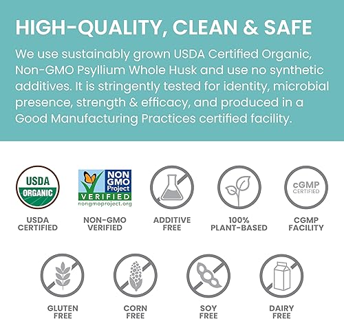 Miniatura 5 de Himalaya Cáscara entera de psyllium orgánica para soporte diario de fibra y colesterol, 12 onzas, 56 cucharadas de suministro