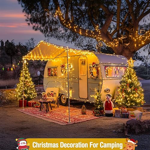Miniatura 7 de JMEXSUSS 400 luces LED de Navidad blancas cálidas para exteriores, luces de árbol de Navidad de 132 pies con control remoto, 8 modos de luz interior