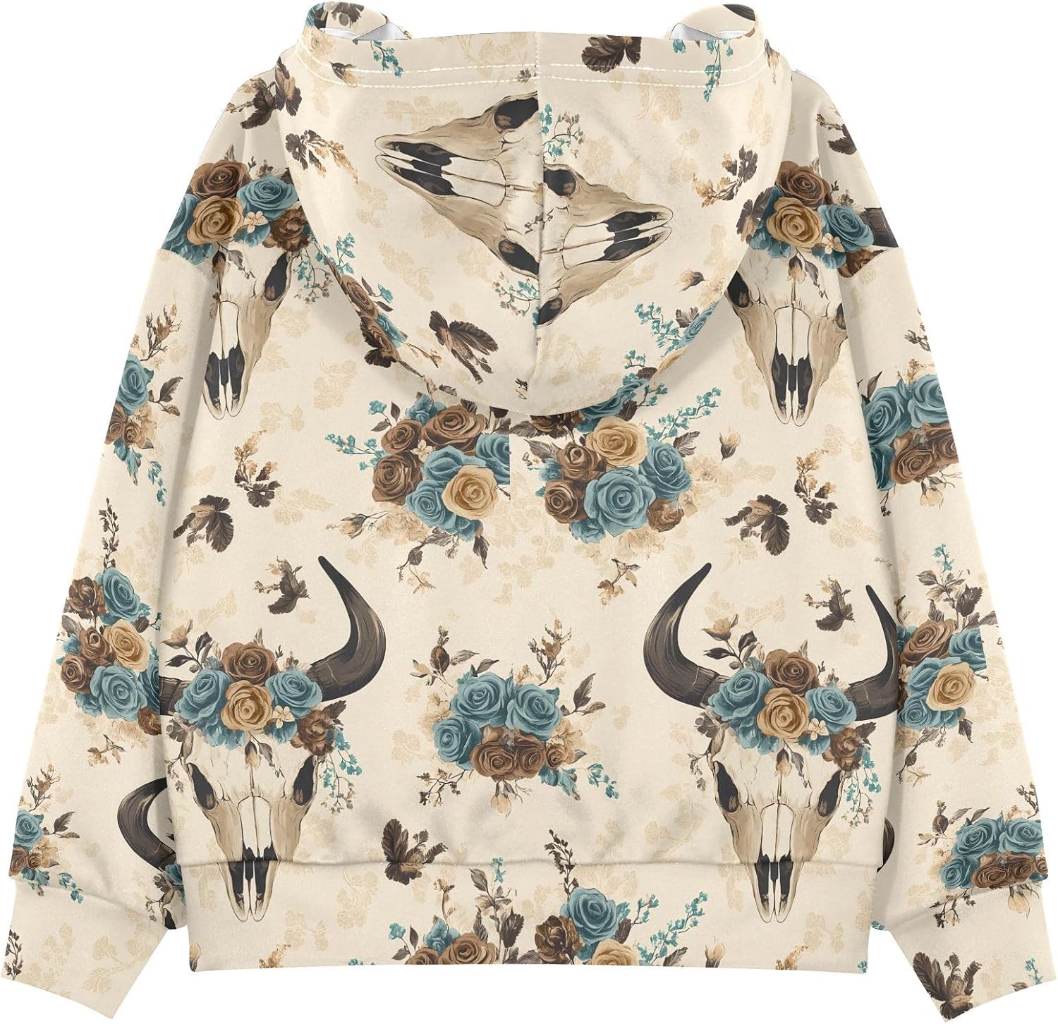 Cow Skull Flower Boho Toddler Girls Pullover Hoodie Sweatshirt 4-14Y 202c0102
