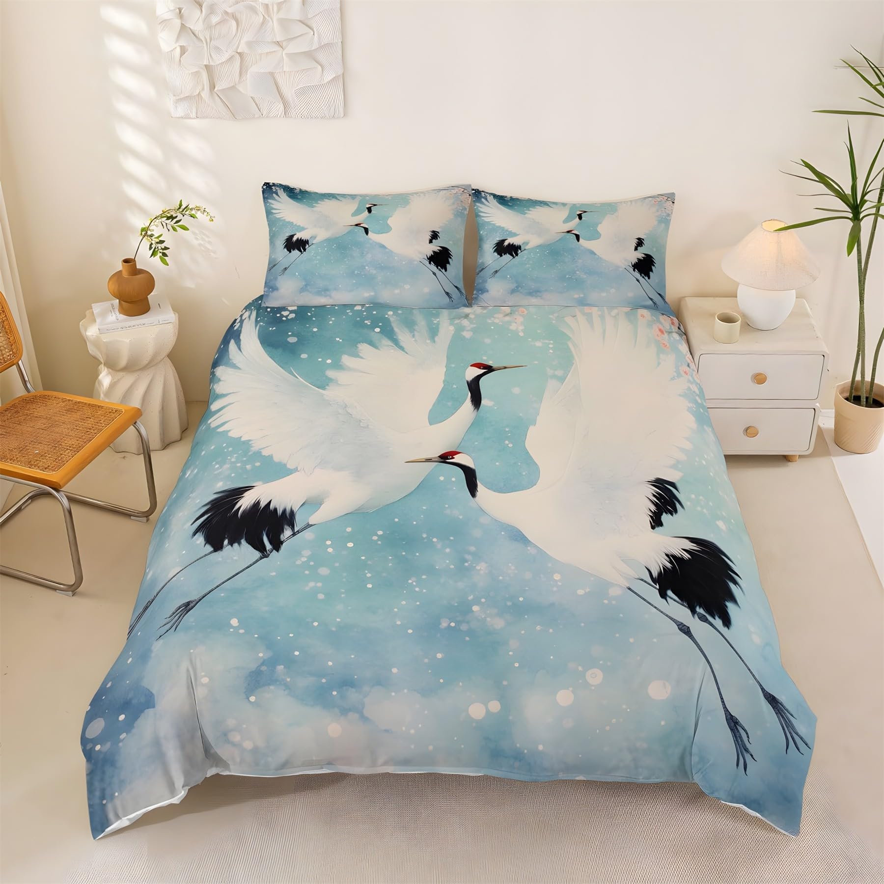 Housse de couette 140x200 grue à couronne rouge bleu ciel lit enfant QF1791
