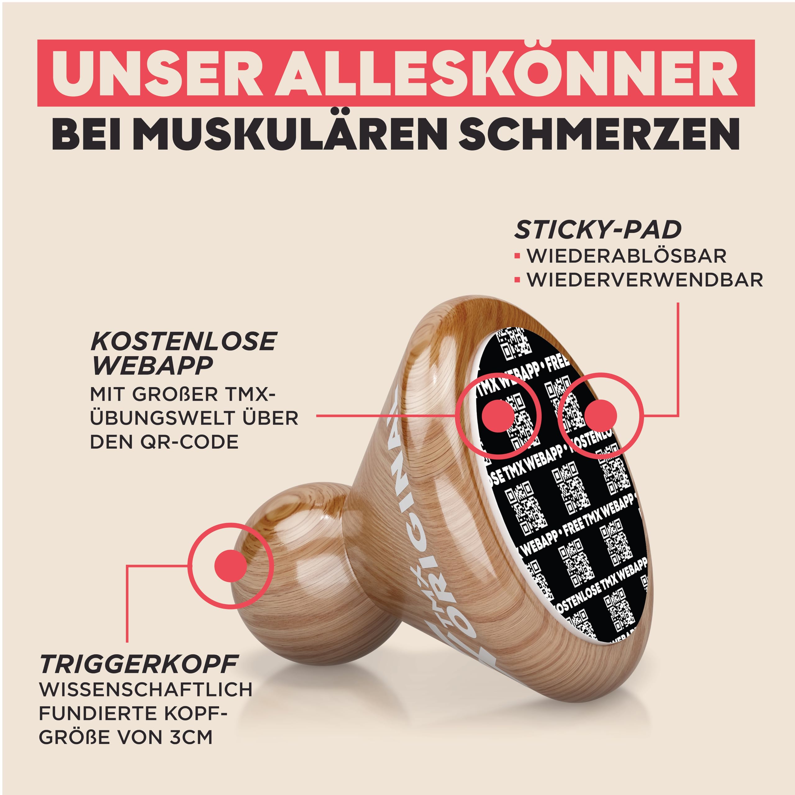 TMX® Set massaggiante per pavimenti pelvici | agopressione contro dolori muscolari e problemi al pavimento pelvico | massaggio punti dolorifici | trigger point | massaggio | 3 strumenti trigger in un