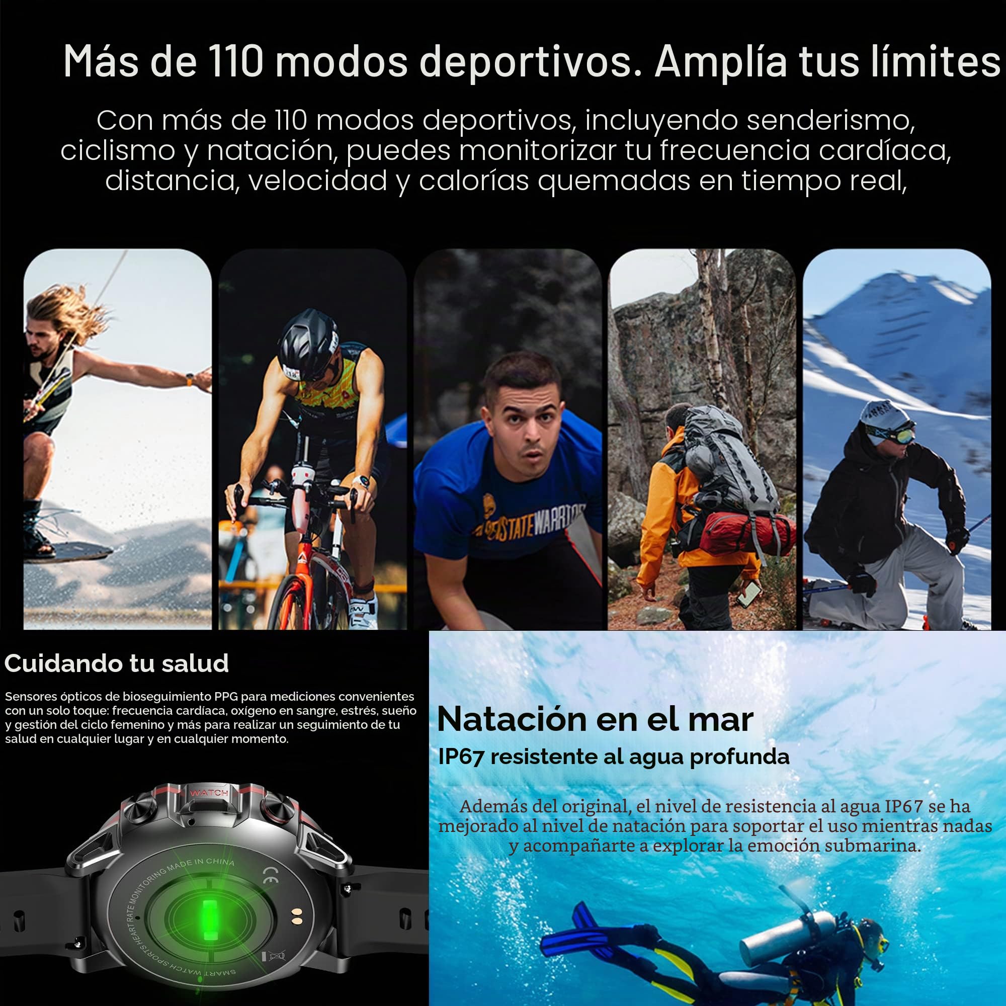 ZPIMY Reloj Inteligente Hombre con Llamada y Whatsapp, 5ATM Impermeable Smartwatch, 1,43" AMOLED Reloj Deportivo Hombre con Monitor Sueño, Oxígeno Sanguíneo, Podómetro, Pulsómetro Android iOS (Plata)