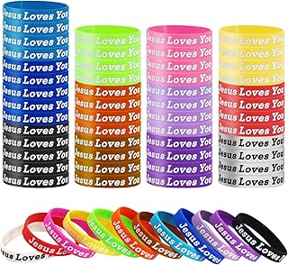 50 Pcs 12 Colors Jesus Loves You Silicone Wristbands Rubber Bracelets Jesus Loves You Bracelet Silicone Bracelet Motivational Rubber Bracelets for Kid Men Women Novelty Jewelry Christmas Party