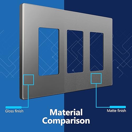 Miniatura 644 de LIDER - Cubierta decorativa de interruptor doble con acabado mate, placa de pared sin tornillos, tamaño mediano, 2 bandas, 4.88 x 4.92 pulgadas