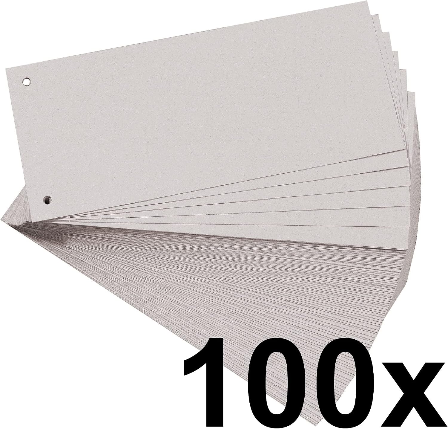 EXACOMPTA 13485B Paquet de 100 fiches intercalaires perforées 180g papier recyclé Forever unies à l'italienne 10,5 cm x 24 cm pour classeur coloris grises