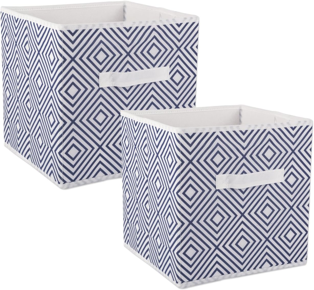 DII Foldable Fabric Storage Containers for Nurseries, Offices, Closets, Home Décor, Cube Organizers & Everyday Use, 11 x 11 x 11, Nautical Blue Diamond - Set of 2, Small