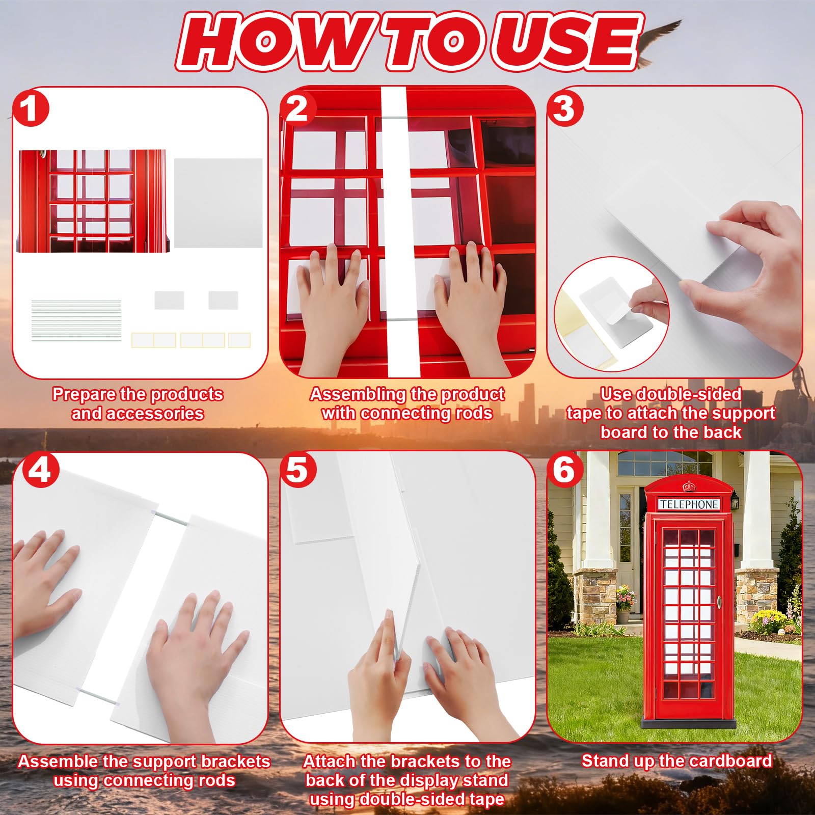 Sagoma in cartone per cabina telefonica inglese inglese, 1,8 m, colore rosso, sagoma a grandezza naturale per cabina telefonica rossa classica a tema britannico, festa di compleanno, laurea