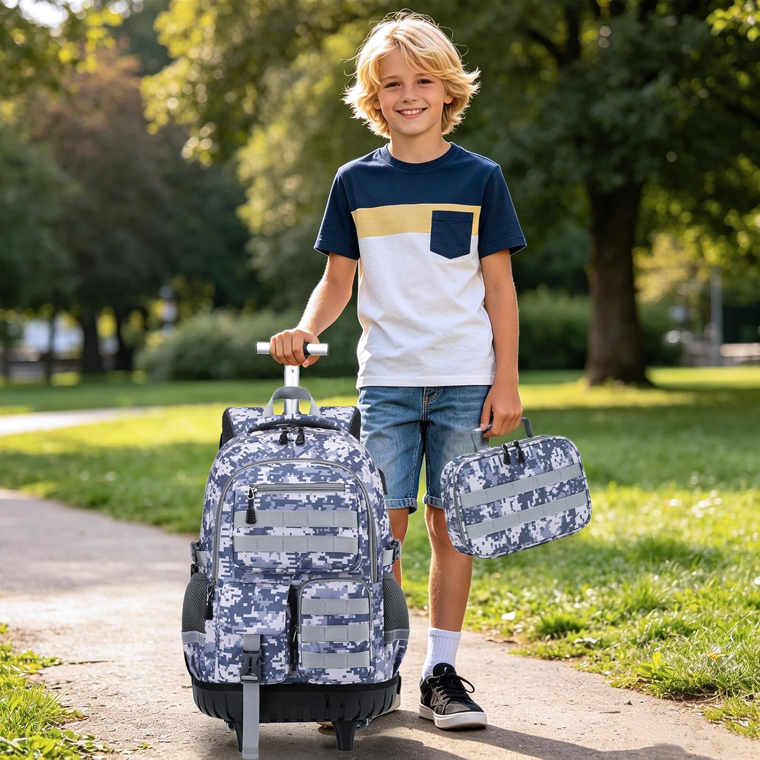Digobay Camo Rolling Backpack Boys 3pcs