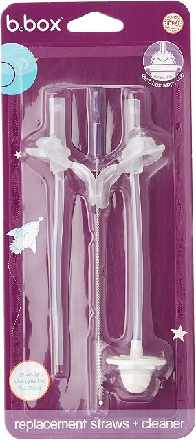 b.box Sippy Cup Replacement Kits with 2 Straws and 1 Cleaner Set | Fits Sippy Cups | Drink from Any Angle