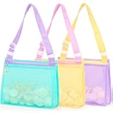 Tagitary Beach Toys Mesh Beach Bags Sand Toys Kids Seashell Bag with Zipper,Outdoor Toys Travel Summer Must Have Accessories for Boys and Girls(Only Bags)