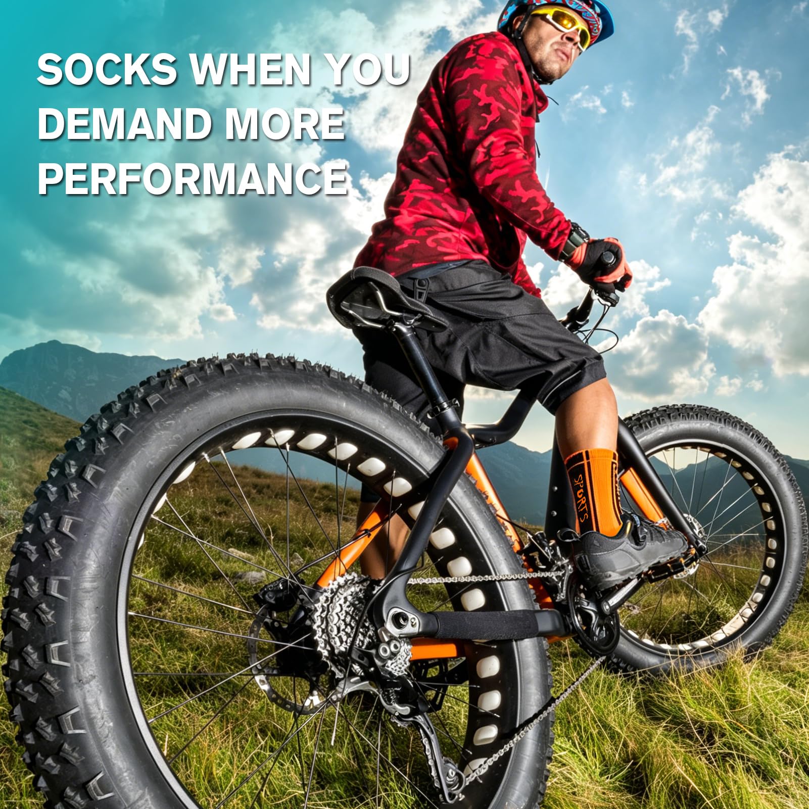 HULG Unisex-Fahrradsocken, 6er-Pack, Radsocken, Mountainbike, Rennrad, Spinning