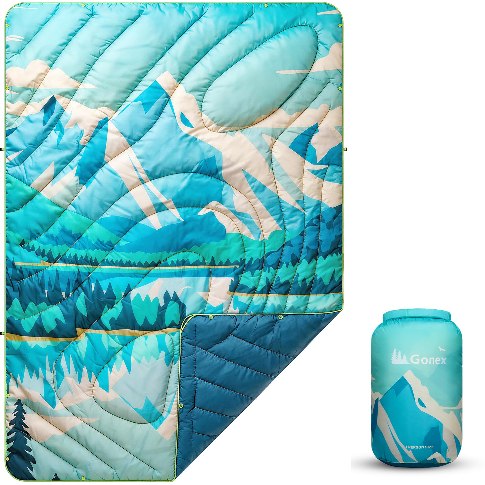 Gonex Camping Blanket, Packable Wearable Puffy Outdoor Blanket Quilt