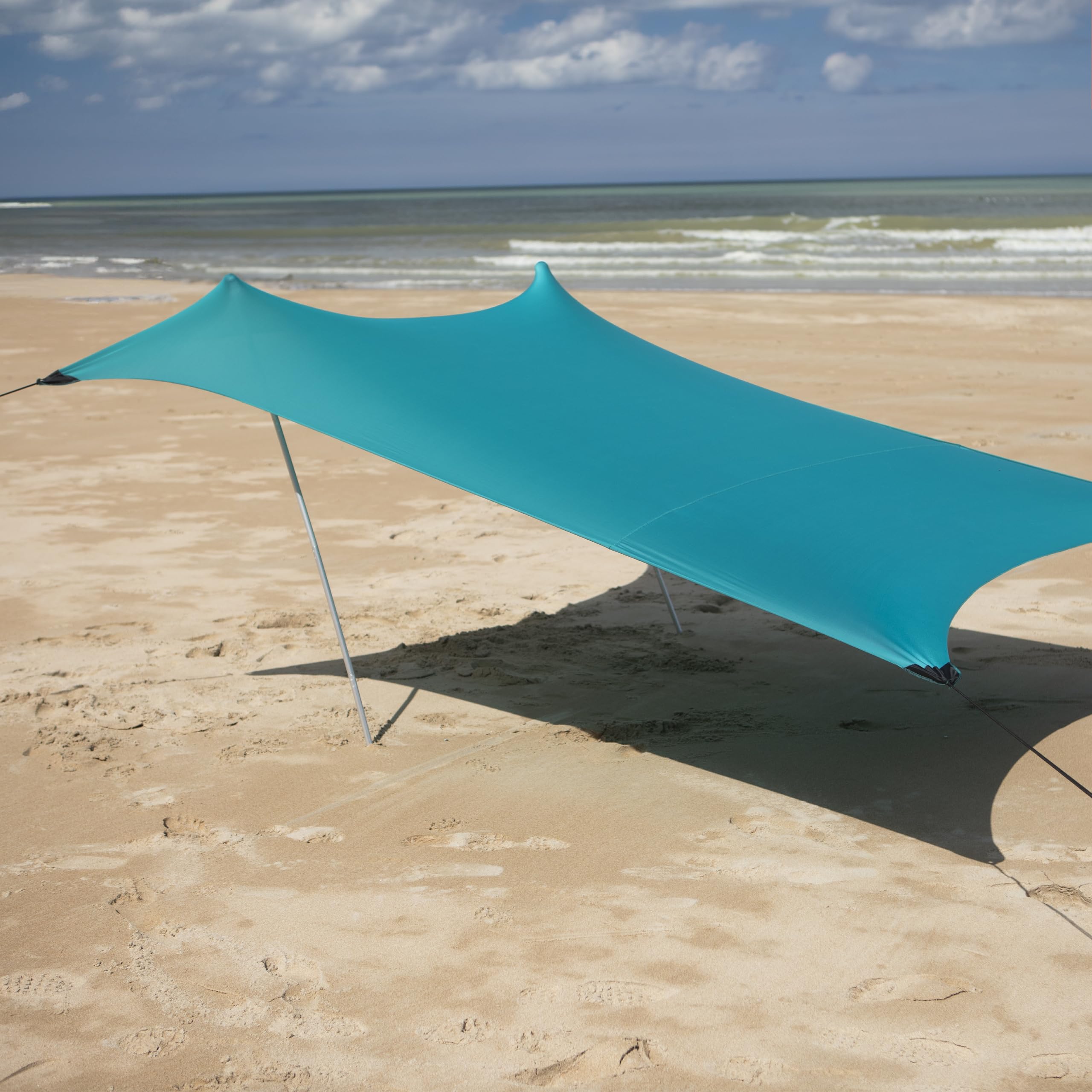 Meister 6819500 Voile d'ombrage - 210 x 210 mm - 180 g/m² - Lycra/Polyester - avec ancrages de Sable - Vert/Tente de Plage/Toit de Protection Solaire