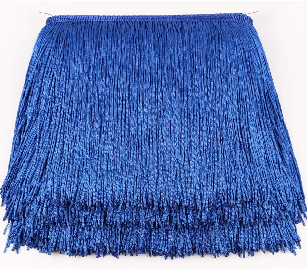 Heartwish268 Fringe Trim Lace Polyerter Fibre Tassel 8inch（″） Wide 10 Yards Long for Clothes Accessories and Latin Wedding Dress and DIY Lamp Shade Decoration Royal Blue