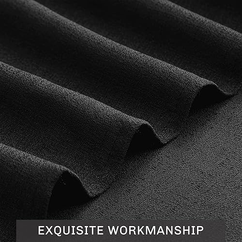 Miniatura 3 de Melodieux Cortinas semitraslúcidas negras de 36 pulgadas de largo para cocina, cafetería, dormitorio, ventanas pequeñas, aspecto de lino, bolsillo