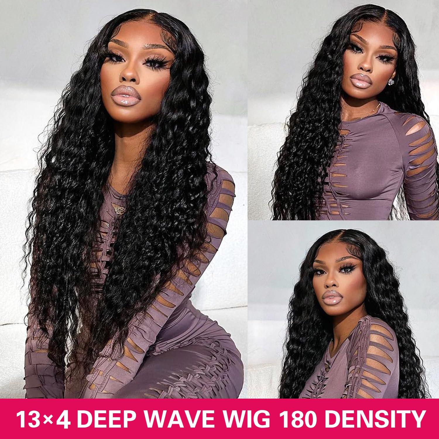 XVE Deep Wave Lace Front Wigs 13x4 Lace Front Wigs Human Hair Pre Plucked With Baby Hair 200 Density Lace Frontal Wig For Women Curly Wigs 18 Inch