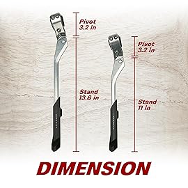 BV Rear Bike Stand for 24-28 Bikes - Adjustable Bike Kickstand for Adult Bike with 8 Height Levels, Non-Slip Foot & Clamp Grip - Weather-Resistant Aluminum Alloy Bicycle Stand for Road, Mountain BMX