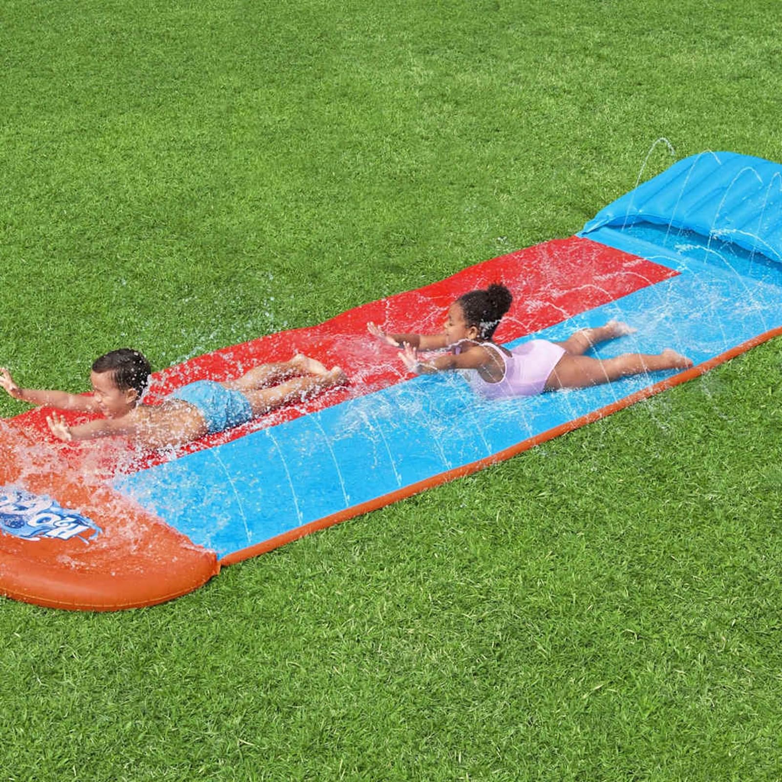 H2OGO Wasserrutsche Tsunami Splash Ramp - Doppelseitige Rutsche, Einfach Auf- und Abbau, PVC, 472x140x30,5 cm Model93320
