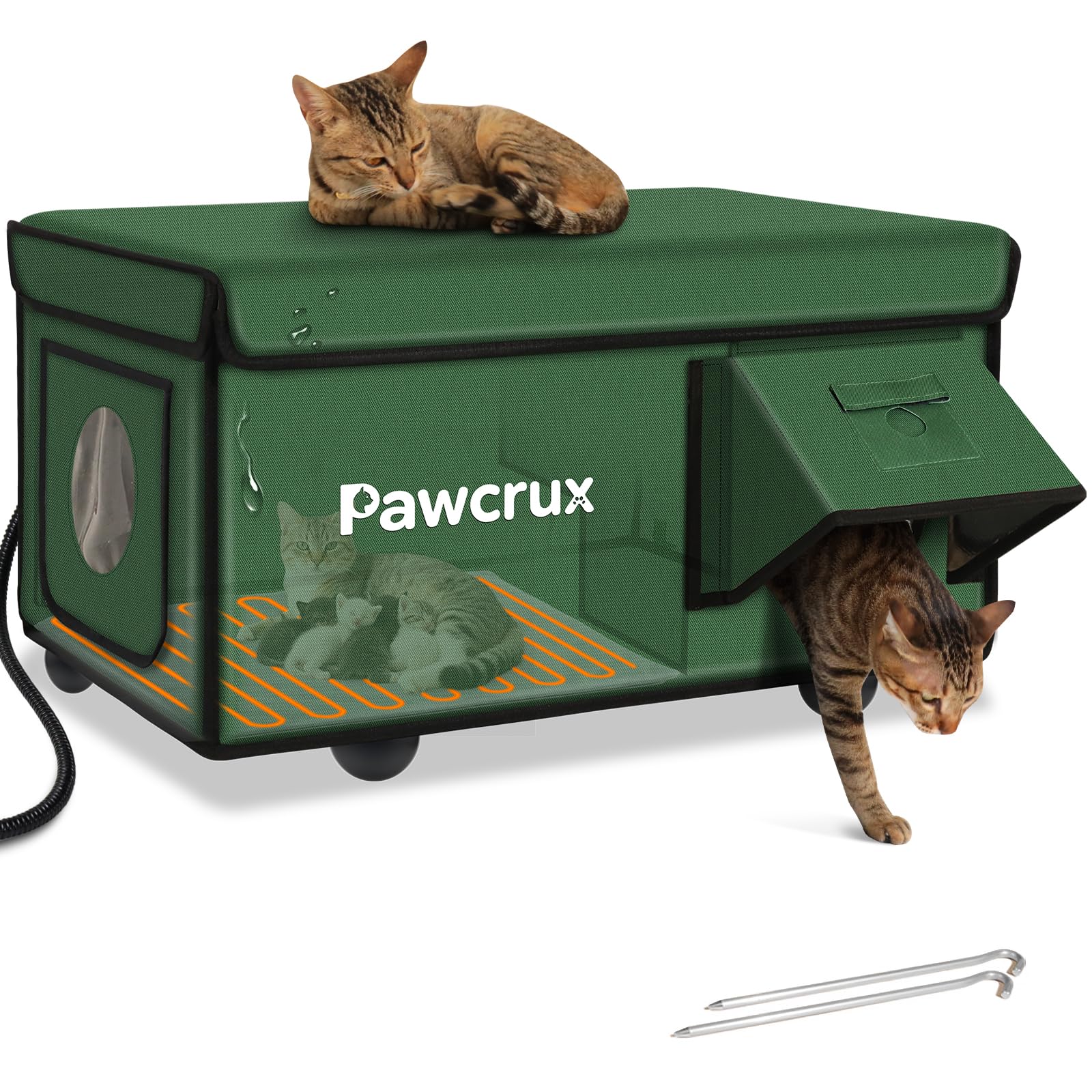 Photo 1 of Weatherproof Heated Cat House for Outdoor in Winter, Heated Cat Bed Kitty Shelter with Cat Heating Pad, Insulated & Safe Escape Door, Warm Home for Outside Stray Cat