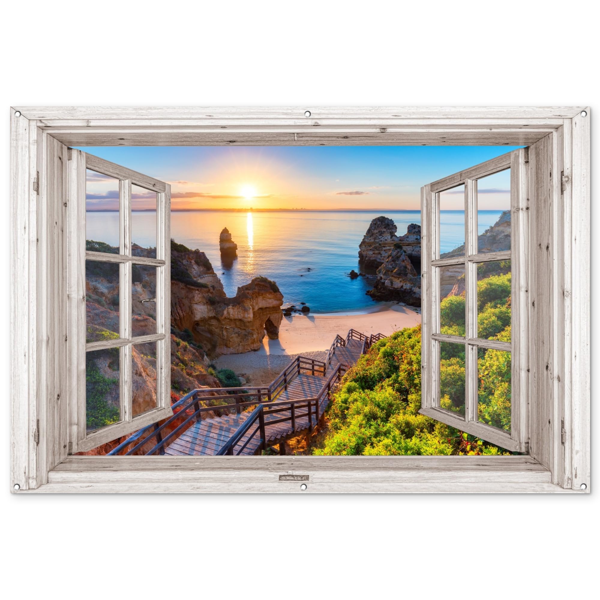 MuchoWow© Garden Decorations Outdoor 70"x47" / 180x120 cm Balcony Decor Posters For Gardens Accessories Outside Wall Art Decoration Vista - Beach - Summer - Sunset — image 1