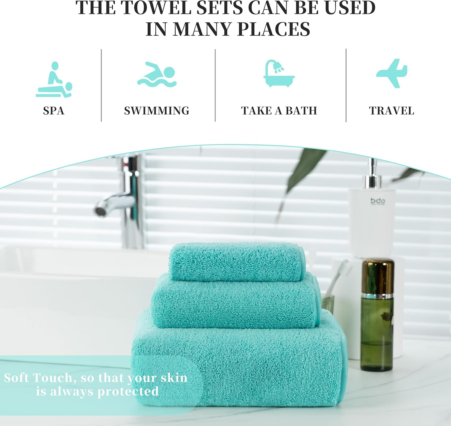 New Microfiber Bath Towel Set, 3 Piece, Oversize, Quick Dry, Lint Free, Includes Body, Hand and Face Towels - Image 6