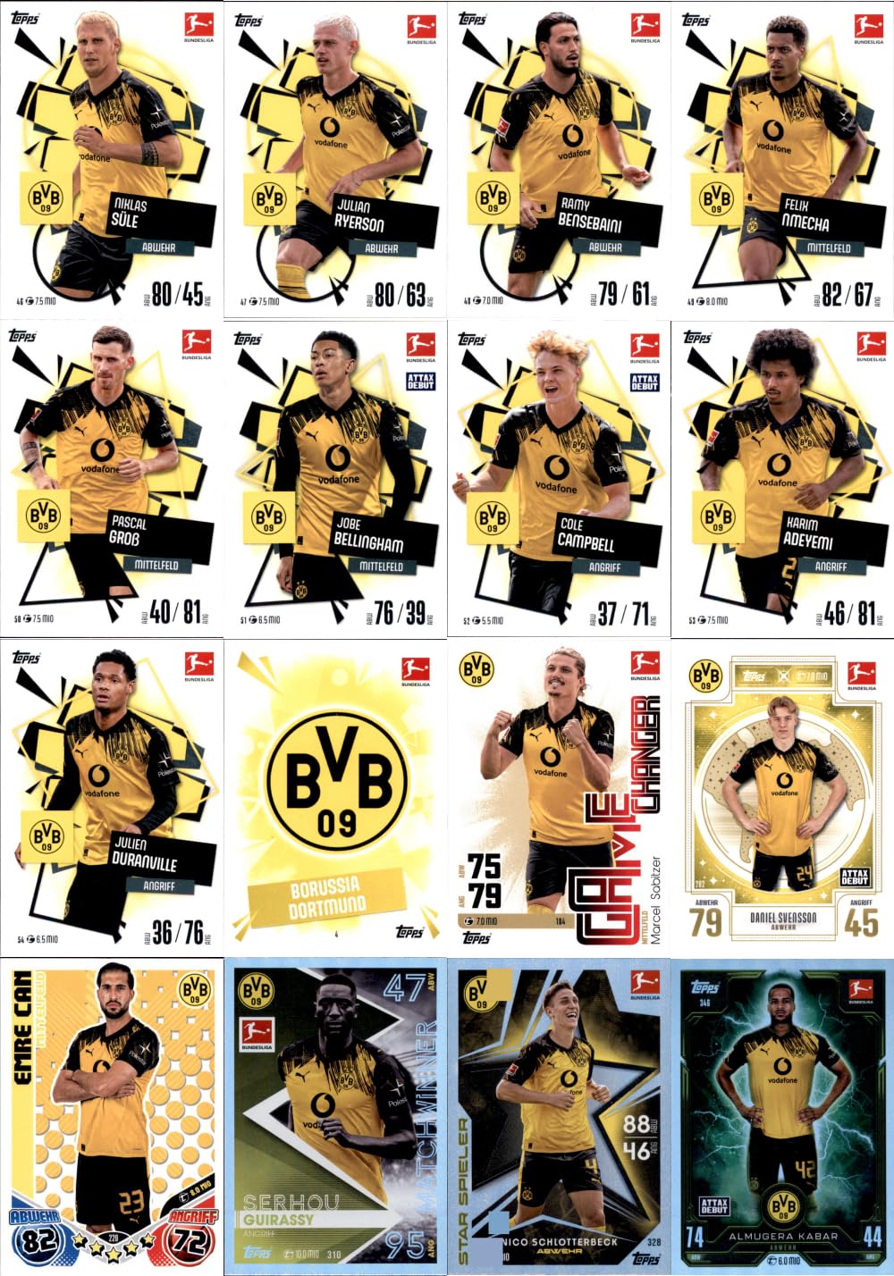 Bundle mit Topps Match Attax Bundesliga - 2025/26 - Mannschaftspaket - Borussia Dortmund + Exklusive Collect-it Hüllen