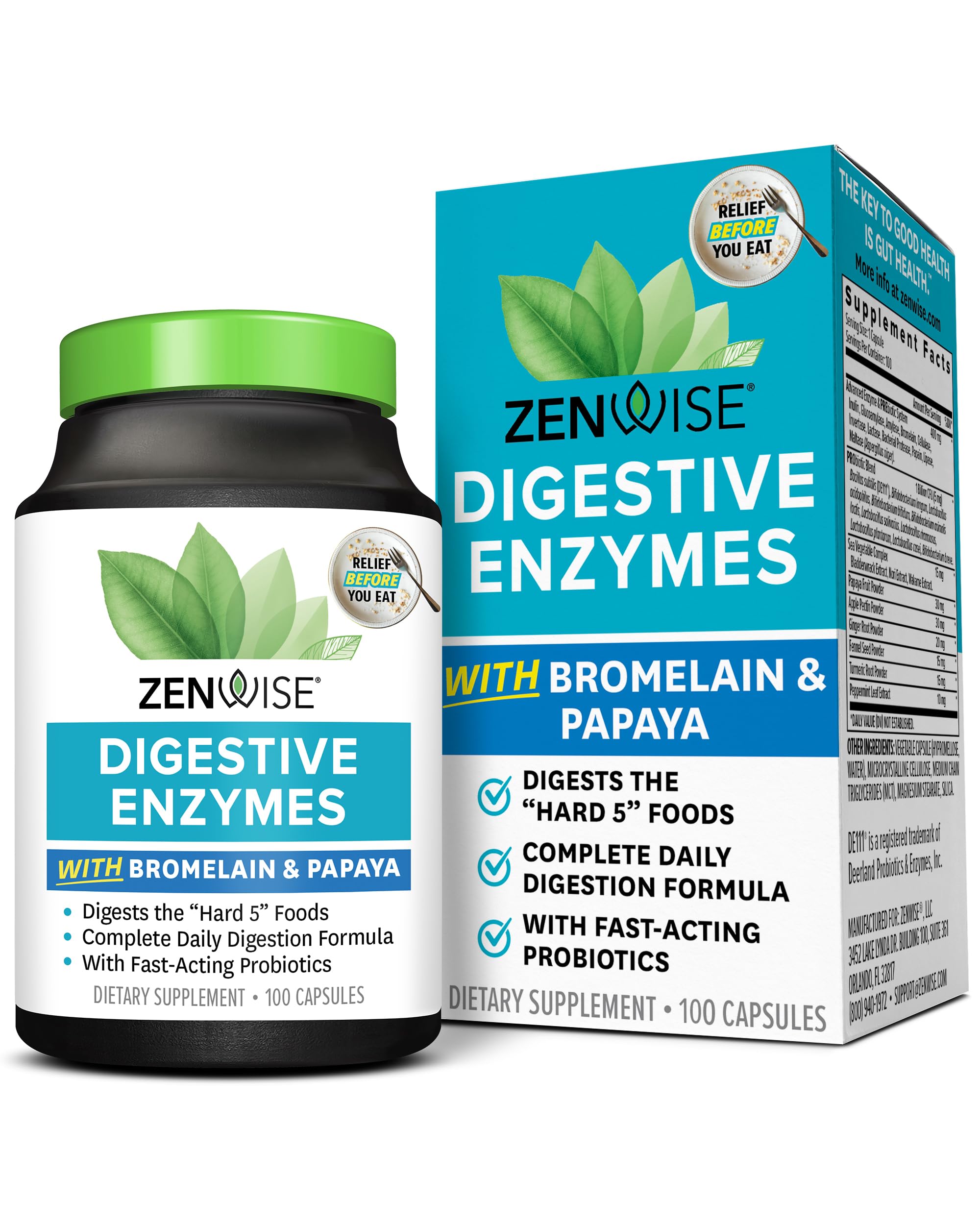 Digestive Enzymes for Gut Health & Bloating Relief - Multi Enzymes Digestion Supplement with Probiotics, Bromelain & Papaya for Digestive Health Support - Men & Women - 100 Count
