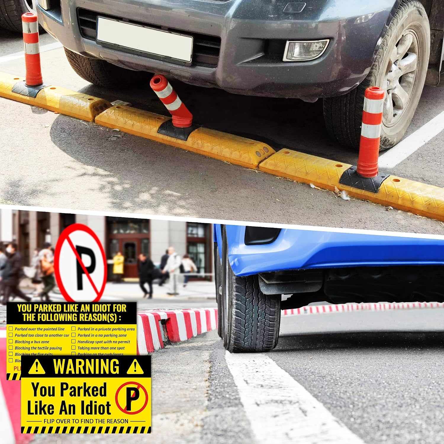 200 Pieces Bad Parking Cards You Parked Like an Idiot Card 3.5 x 2 Inches Funny Parking Violation Stickers Cards with Multi Violation Reasons