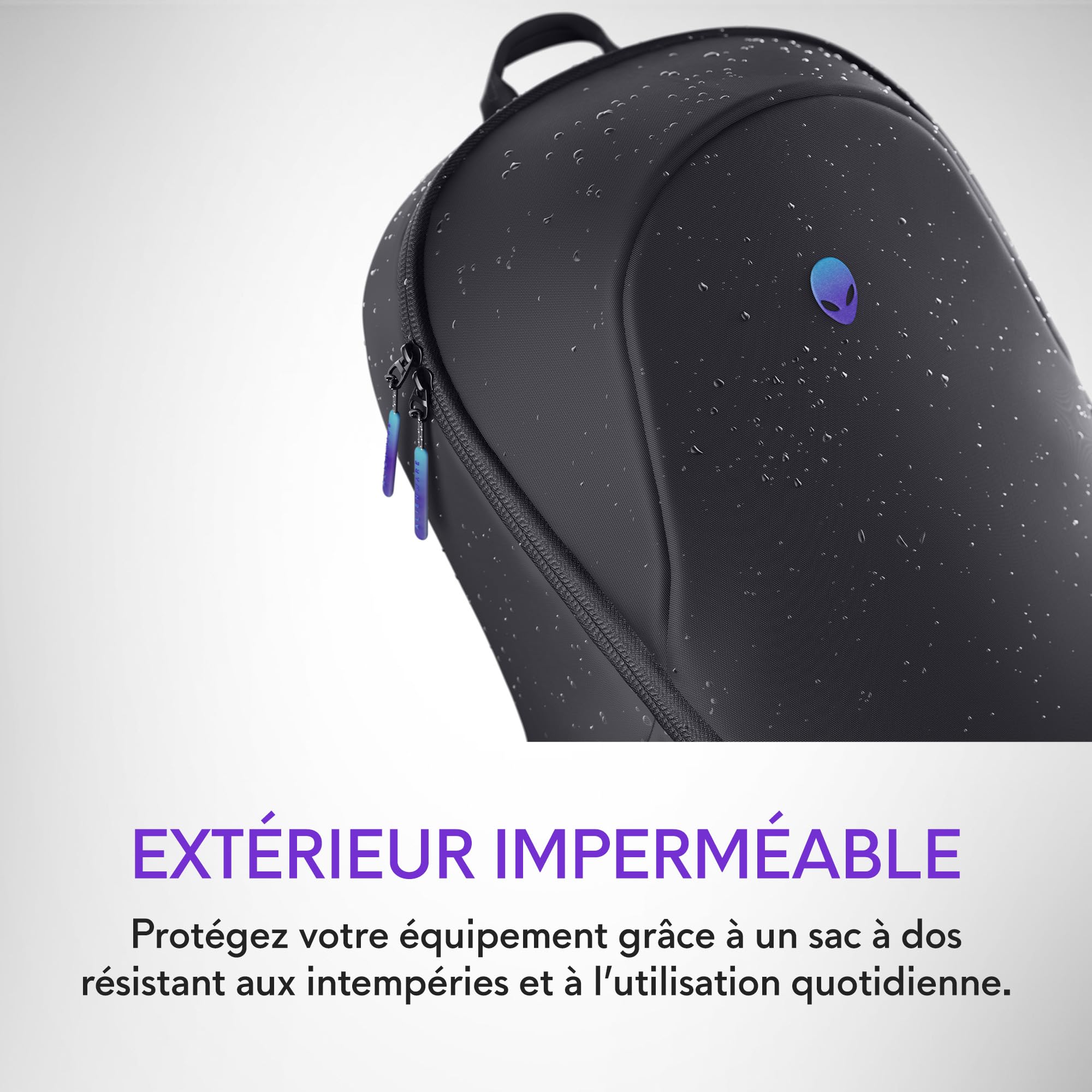 Alienware 16 Sac à Dos - AW5625P - Capacité 21L, Maille Respirante 3D, organiseurs magnétiques, Poche RFID sécurisée, résistant aux intempéries, Logo réfléchissant Iridescent 3D - Noir