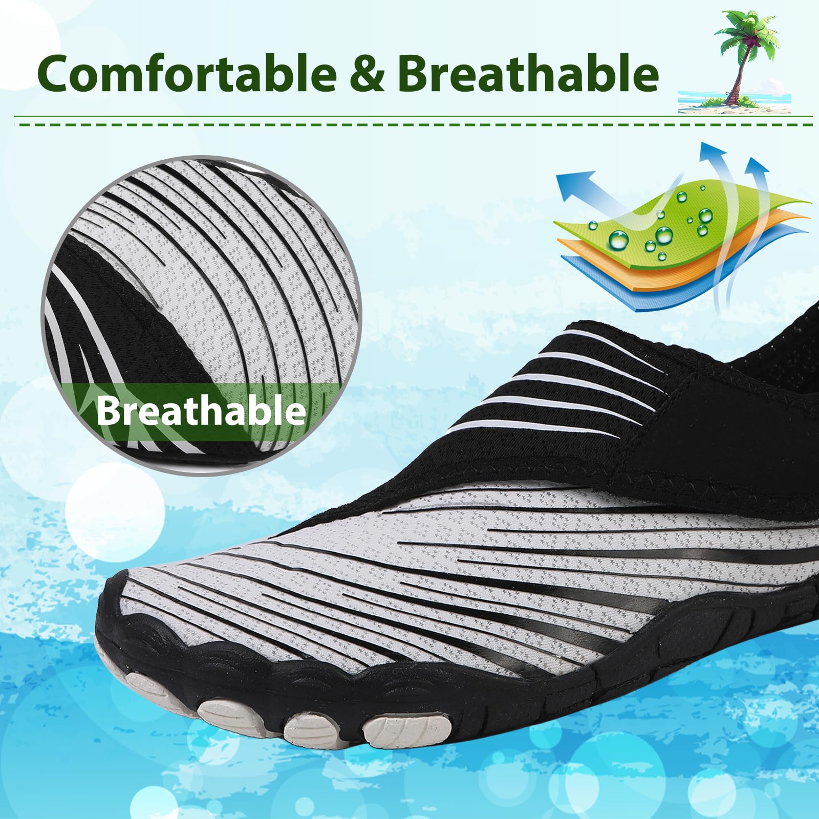 AONETIGER Unisex Barefoot Scarpe Donna Uomo Immersione Scoglio Surf Scarpe Traspiranti Spiaggia A Piedi Nudi Scarpe per Piscina Surf Diving Running Yoga Gr.36EU-47EU