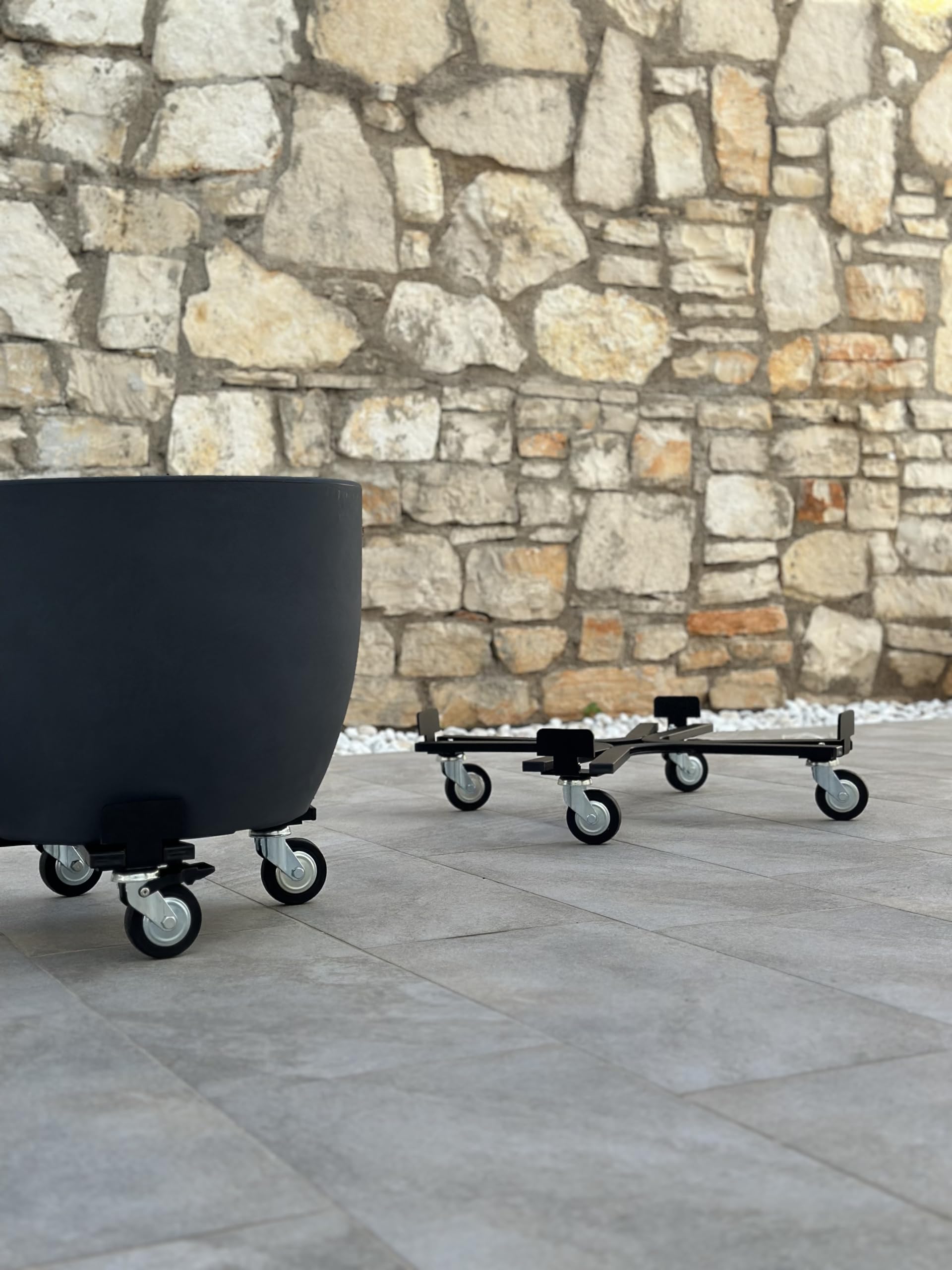Carrello Rotondo Per Vasi Grandi Tecnokit - Robusto, 200 Kg Di Carico, Ruote Con Freno, Made In Italy, Diametro 65 Cm, Colore Nero - 4