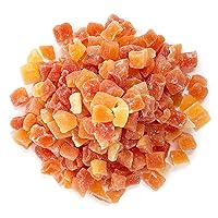 Vista 4 de Papaya seca en cubitos, 1 libra – Kosher, vegana, endulzada, sin sulfatar, a granel