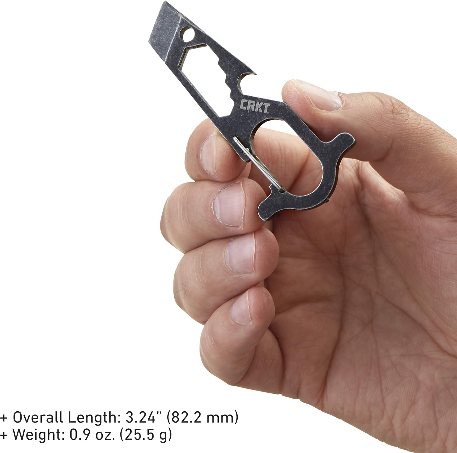 CRKT Pryma Stainless Steel Multitool: Compact and Lightweight EDC Metal Multi-Tool with Pry Bar, Hex Wrench, Bottle Opener, Glass Breaker, and Carabiner 9011