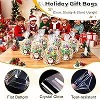 Vista 5 de PigPotParty Bolsas de celofán de 8 x 11 pulgadas, paquete de 100 bolsas de regalo de plástico transparente con refuerzo inferior para exhibición