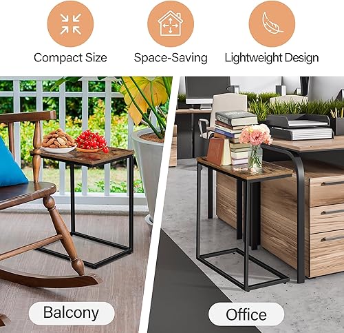 Miniatura 5 de ZENY Mesa auxiliar en forma de C, mesa auxiliar para sofá, sofá y cama, bandeja de TV, mesa C de escritorio para sala de estar, dormitorio, 13.8 x