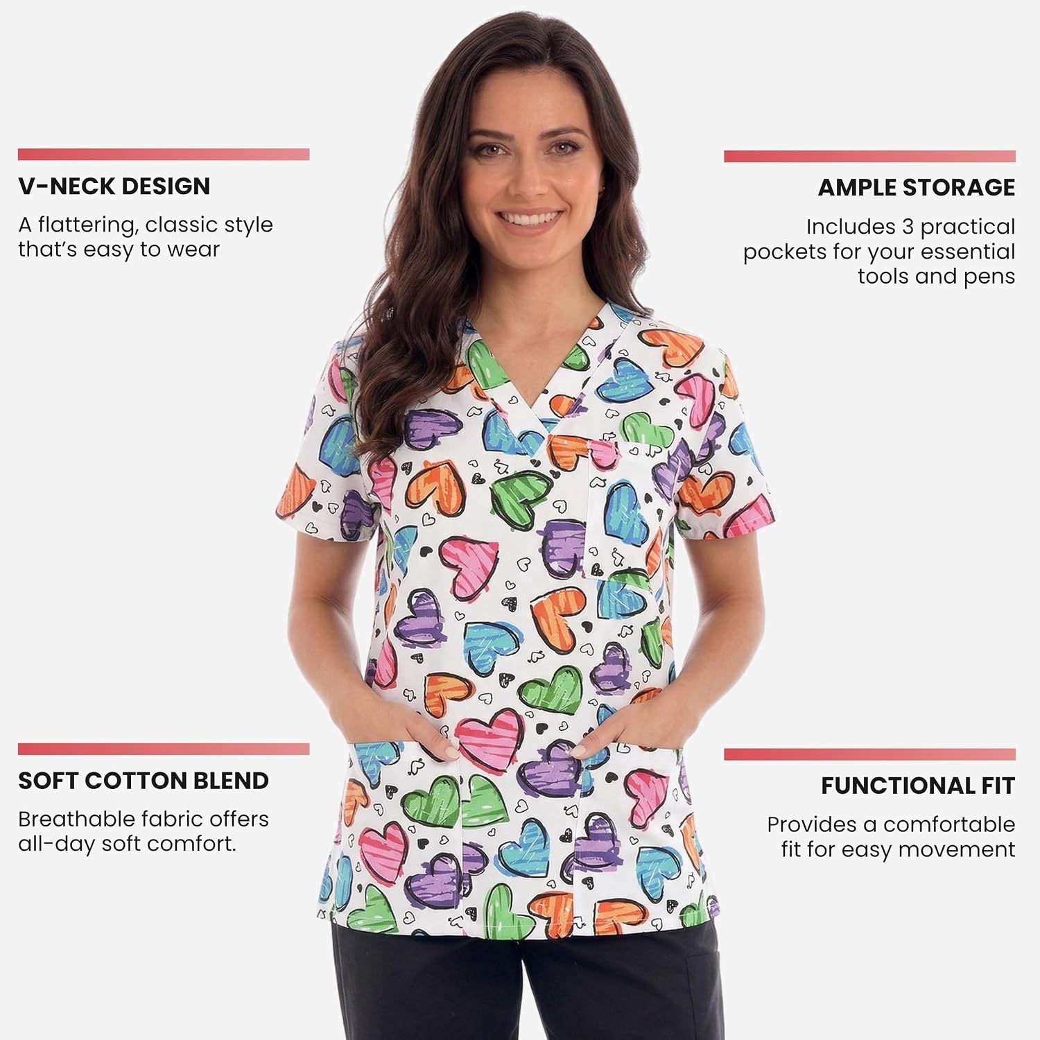 Just Love Womens Holiday Scrub Tops