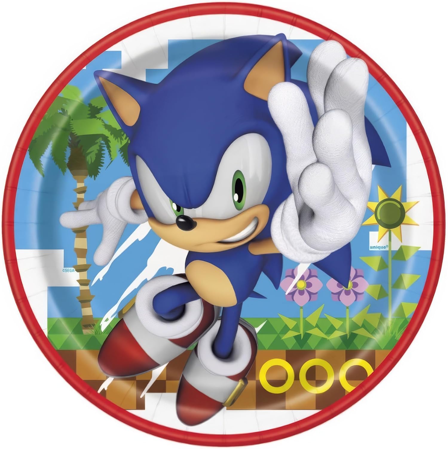 Red & Blue Sonic the Hedgehog Round Paper Dinner Plates - 9" (Pack of 8) - Fun Sonic Character Design, Perfect for Birthday Parties, Themed Celebrations, and Kids' Events