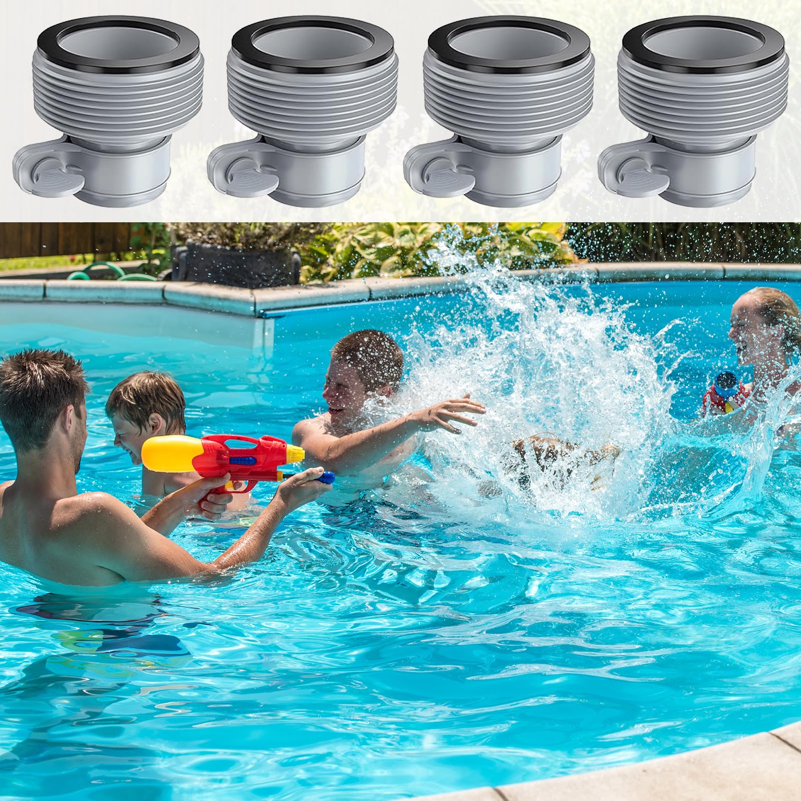 2 Pezzi Adattatore Tubo Piscina, Adattatore per Piscina B, Connettori per Tubi per Piscina, Raccordo per Tubo Spiralato Piscina, Accessori per Piscina per Raccordi da 1,5" (B)