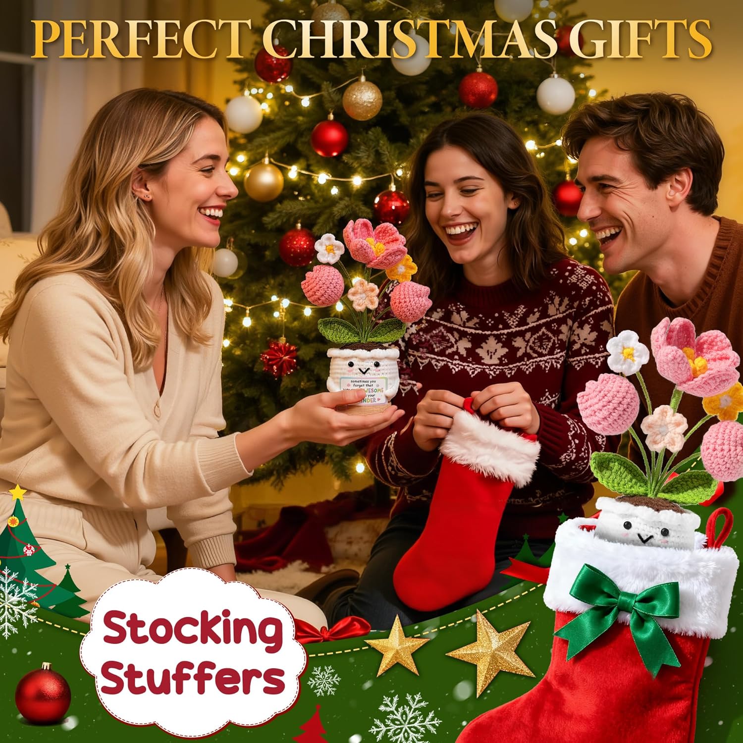 Thank You Gifts for Women, Positive Tulip Flower Emotional Support Crochet - Thank You for Listening - Valentines Day Birthday Gifts Appreciation Inspirational Gifts for Women Coworker Teacher Friend - Image 7